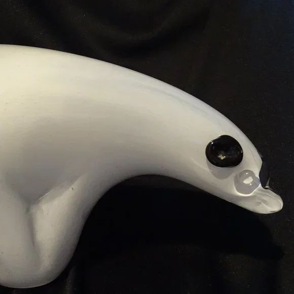Polar bear - collectible vintage crystal, signed by Mario Brogi